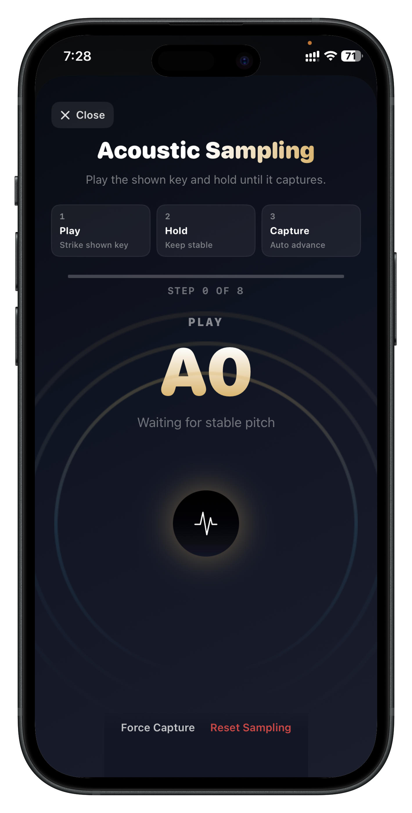 Piano Tuner screenshot showing session library
